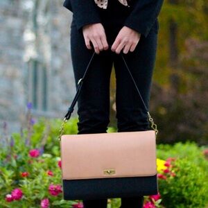 J.Crew Colorblock Edie Grand Shoulder Bag Black/Tan